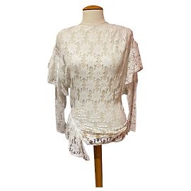 Top asimétrico de encaje de algodón Isabel Marant Etoile Vinny blanco