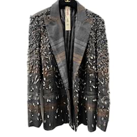 Chaqueta Kenzo Parade bordada de lana marrón gris S