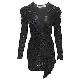 Mini vestido de lantejoulas Iro em nylon preto
