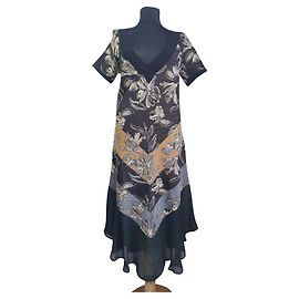Vestido Twin Set de mezcla de lana marrón multicolor