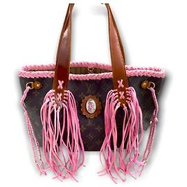 Louis Vuitton Neverfull SM Tote Rosa e Marrone Scuro in Pelle