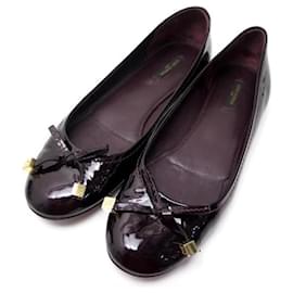 Louis Vuitton Ballerinas Debbie Dunkelrot Lackleder Schuhe 38.5