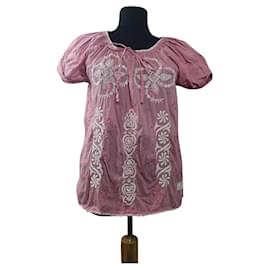 Camicetta in cotone rosa ricamata a maniche corte Odd Molly