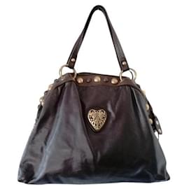 Borsa Gucci in pelle di agnello cioccolato borchiata oro