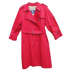 Gabardina Burberry Roja de Algodón