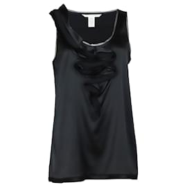 Blouse sans manches à volants Diane Von Furstenberg en soie noire
