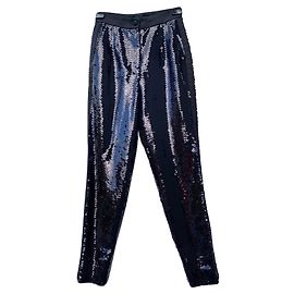 Dolce & Gabbana Sequin Pants with Satin Tuxedo Stripe Black
