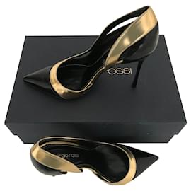 Sergio Rossi Still Pumps Schwarz Lackleder Gold