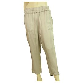 Autre Marque Milla Pantalón Corto De Viscosa Con Cintura Elástica Beige Brillante Pantalón Talla S