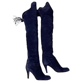 Chloé Botas altas con flecos en ante azul de Chloe Hannah