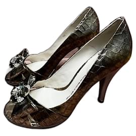 Lotusse Pumps Silberner Phyton Print Altgold - Autre Marque