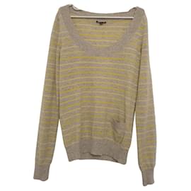 Theory Kaschmir Pullover Gestreift Gelb Grau M