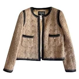 Chanel Giacca in tweed di lana London Nero Beige