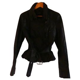 Muubaa Black Leather Biker Jacket