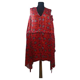 Magda Butrym Trento Kleid aus Seidensatin Orange Blumen