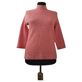 Ganni Michi Rippstrickpullover rot melange