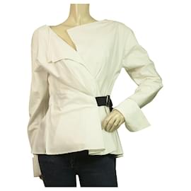 Jil Sander White Wrap Style Leichte Baumwoll-Sommerjacke Größe 40