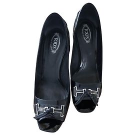 Escarpins ouverts Tod's en cuir verni noir 37