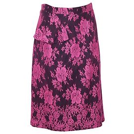 Falda de encaje floral en viscosa rosa de Erdem Shawna