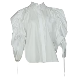 Antonio Berardi Oversized Ruffled Ruched Shirt in White Cotton - Autre Marque
