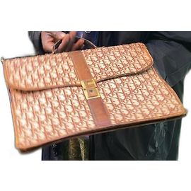 Cartella Christian Dior Beige e Rosso Scuro in Tela