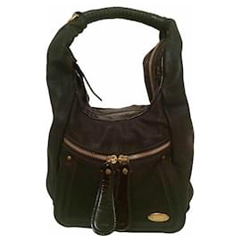 Chloé Großer Tote Bag Schwarz Lackleder und Pelz