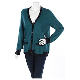 Cos Strickjacke Blau Schwarz Wollmischung