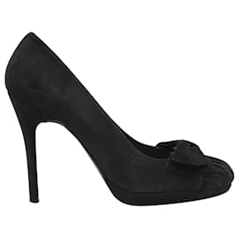Scarpe col tacco Stuart Weitzman con dettaglio fiocco in camoscio nero