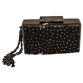 Lanvin Minaudière Clutch Tasche Silber Metall