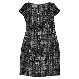 Abito midi in tweed Prada blu navy e bianco