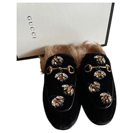 Gucci Black Velvet Sandals