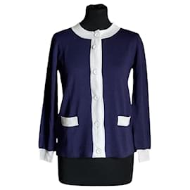Cárdigan Bicolore Prada Azul Lana