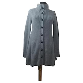 Theory Strickjacke Grau Baumwolle Kaschmir Angora