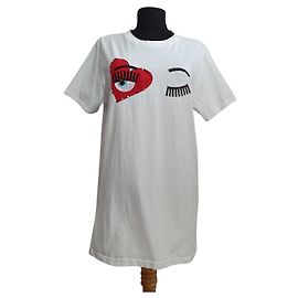 Camiseta larga blanca de algodón Chiara Ferragni M