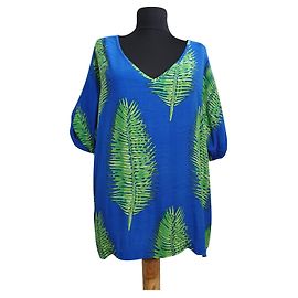 Autre Marque Top de viscosa azul y verde Fabienne Chapot XL