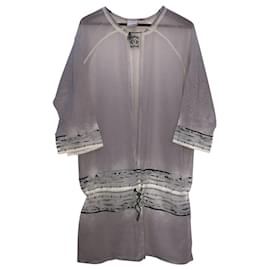 Tunica Chanel in cotone grigia con fantasia nera