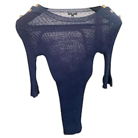 Top Chanel de lana azul marino