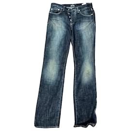 Calça jeans de denim Versace corte reto azul