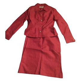 Tailleur Jupe Thierry Mugler Rouge Corail Coton