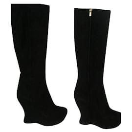 TNO YSL Yves Saint Laurent Studio 75 Plateforme Bottes Noires Chaussures 8 US 38 UE
