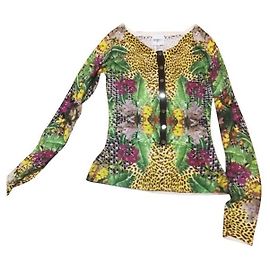Autre Marque Canotta e Gilet con Bottoni a Pressione Argentati Stampa Animalier