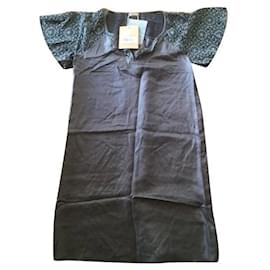 John Galliano Kleid aus grauer Seide mit Spitze