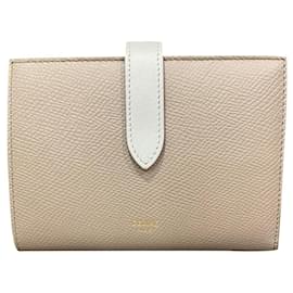 Carteira Céline Medium Strap Taupe e Azul Celeste em Couro