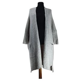 American Vintage Lange Strickjacke Grau Wolle Mohair