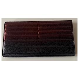 Portafoglio Elie Saab in pelle metallizzata nera e bordeaux