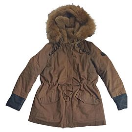 Parka Ikks Caqui con detalles en cuero Talla L