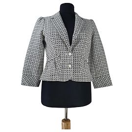 Diane Von Furstenberg Blazer Baumwolle Grau Weiß