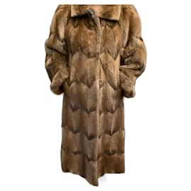 Autre Marque Abrigo de piel beige y cognac