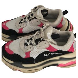 Zapatillas Balenciaga Triple S Negro Rosa Blanco Algodón