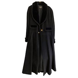 Abrigo Chanel negro de lana de cachemira y seda XL
